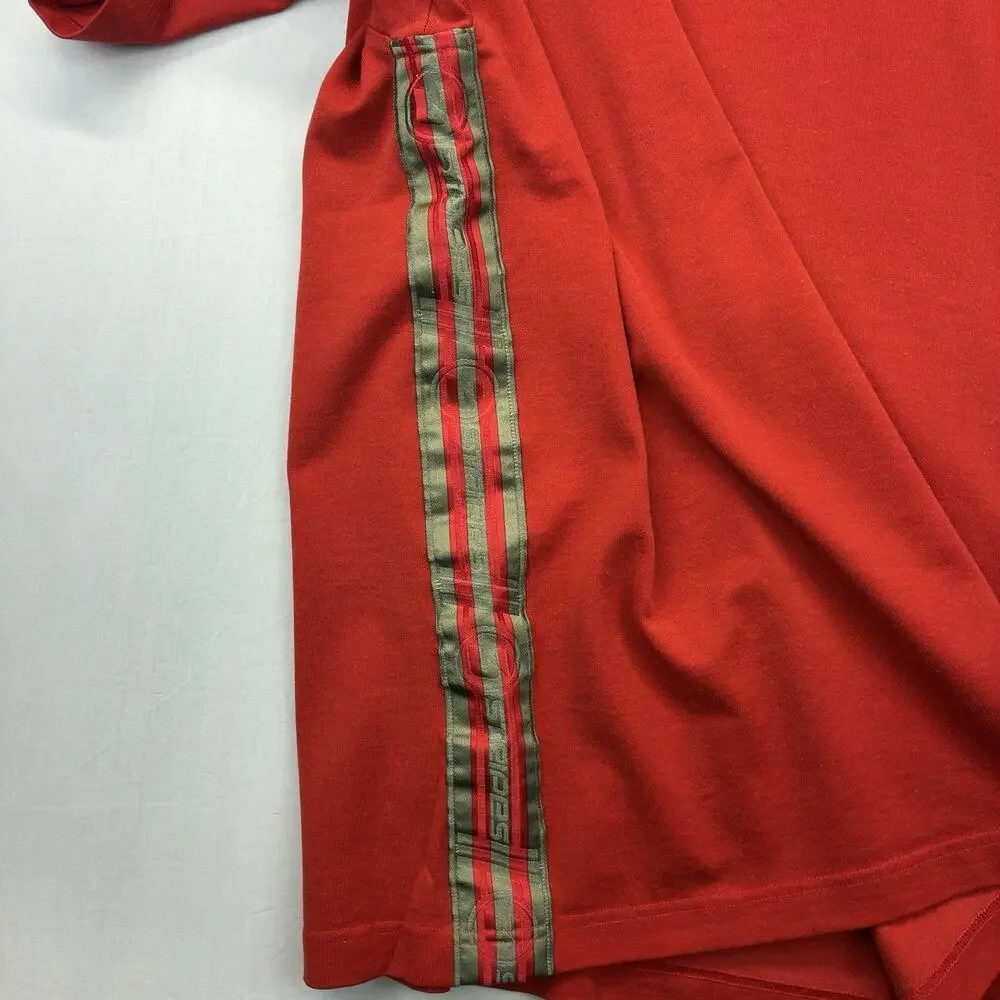 Vintage Adidas Men’s XL Red V-Neck T-Shirt Embroidered Logo Side Stripe Tee